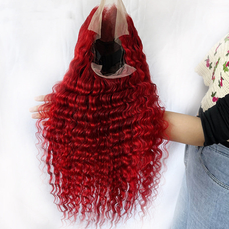 Fire Red Deep Wave Frontal Wig