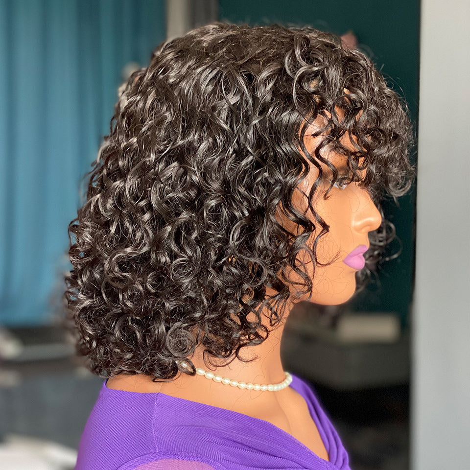 Deep Curly Bob With Bangs