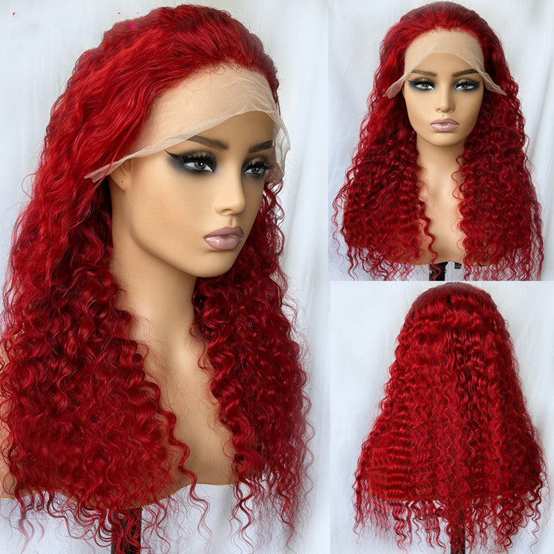 Fire Red Deep Wave Frontal Wig