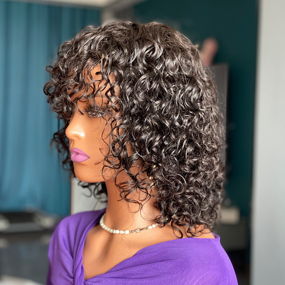 Deep Curly Bob With Bangs